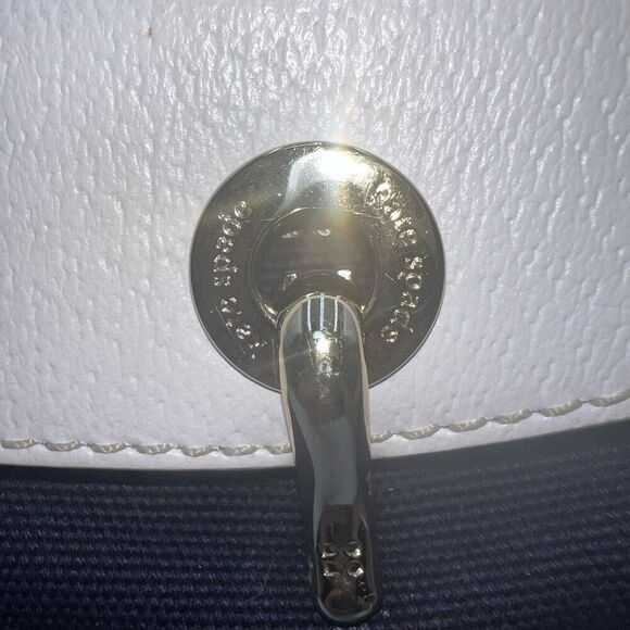 Kate Spade VINTAGE Canvas and Leather Navy and White Pinstriped interior - Picture 11 of 14